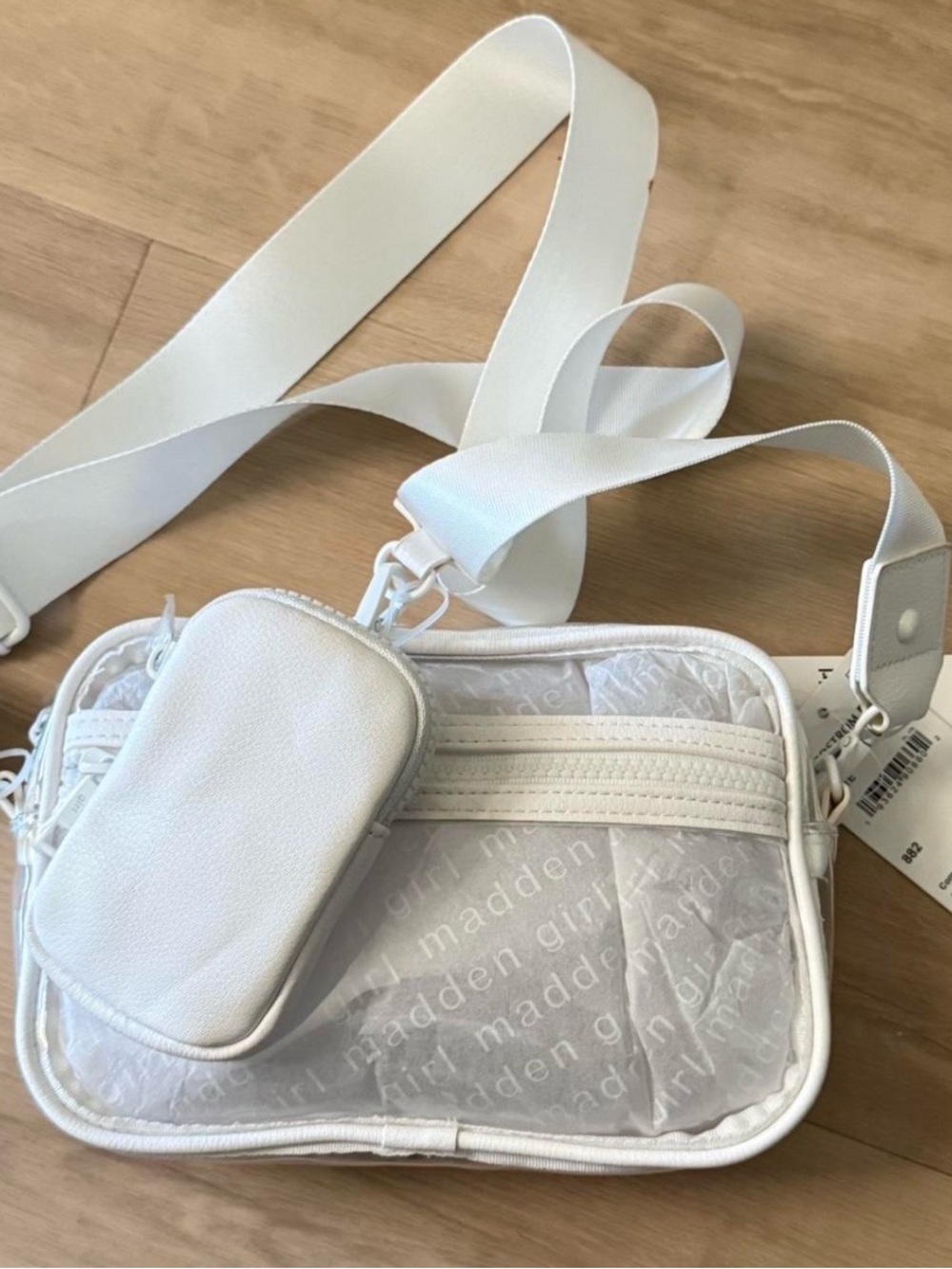 Steve Madden White Crossbody Bag with Detachable Mini Pouch